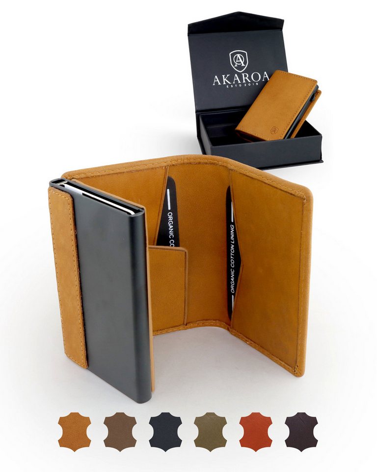 AKAROA Geldbörse Kartenetui Slim Wallet PELLE – Popup Cardholder mit Kartenauswurf von AKAROA