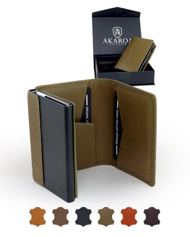 AKAROA Geldbörse Kartenetui Slim Wallet PELLE – Popup Cardholder mit Kartenauswurf von AKAROA