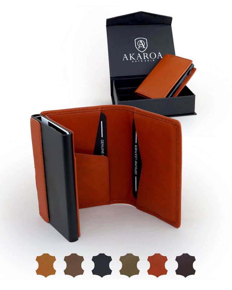 AKAROA Geldbörse Kartenetui Slim Wallet PELLE – Popup Cardholder mit Kartenauswurf von AKAROA