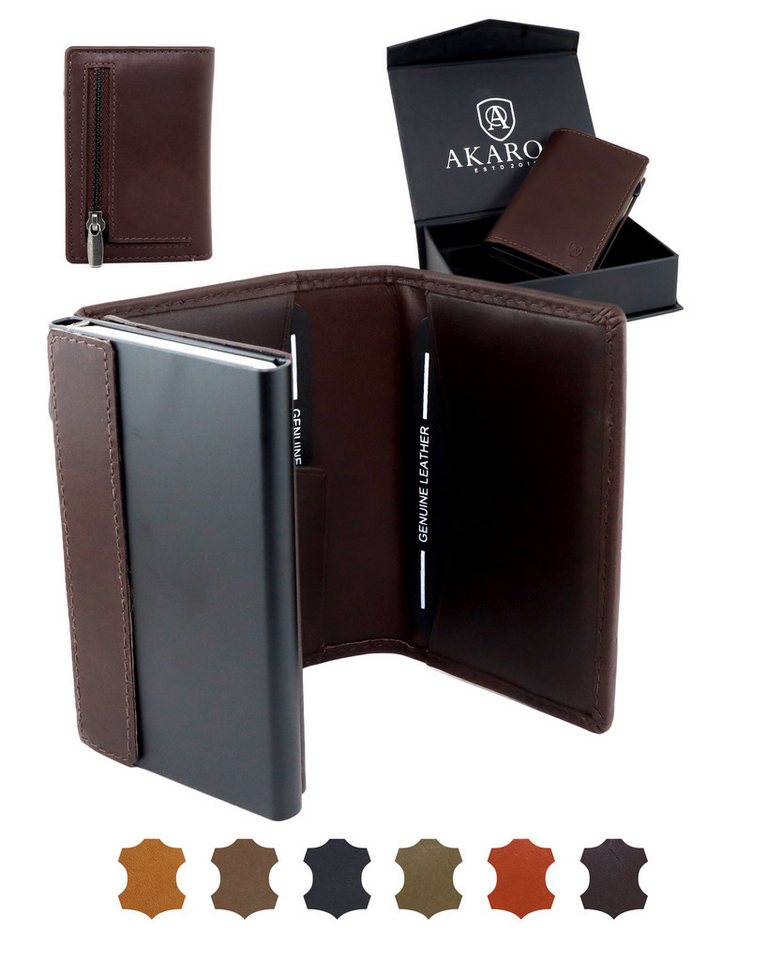 AKAROA Geldbörse Kartenetui Slim Wallet PELLE – Popup Cardholder mit Kartenauswurf von AKAROA