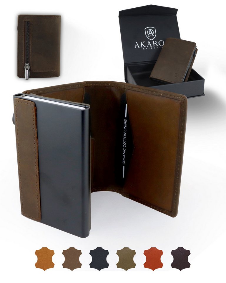 AKAROA Geldbörse Kartenetui Slim Wallet PELLE – Popup Cardholder mit Kartenauswurf von AKAROA
