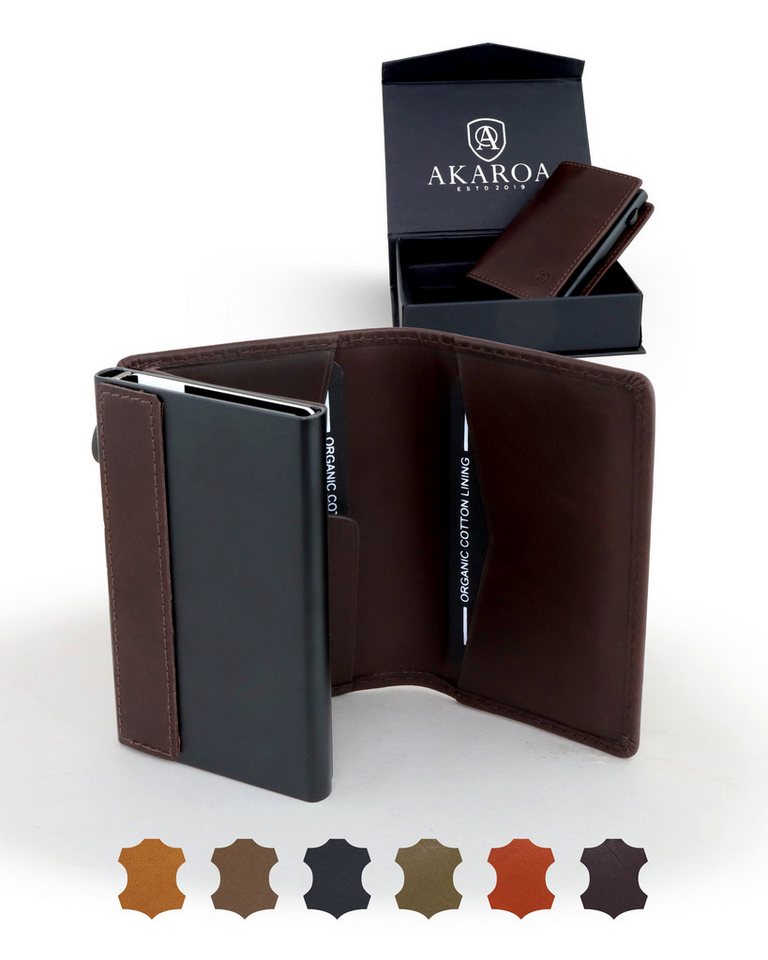 AKAROA Geldbörse Kartenetui Slim Wallet PELLE – Popup Cardholder mit Kartenauswurf von AKAROA