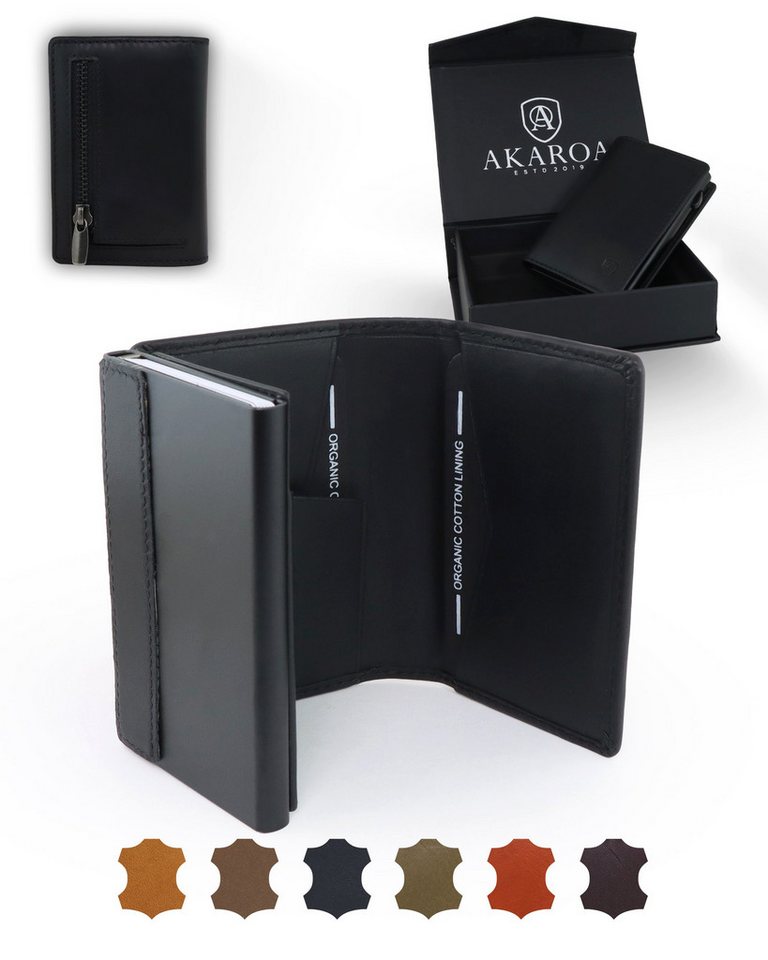 AKAROA Geldbörse Kartenetui Slim Wallet PELLE – Popup Cardholder mit Kartenauswurf von AKAROA