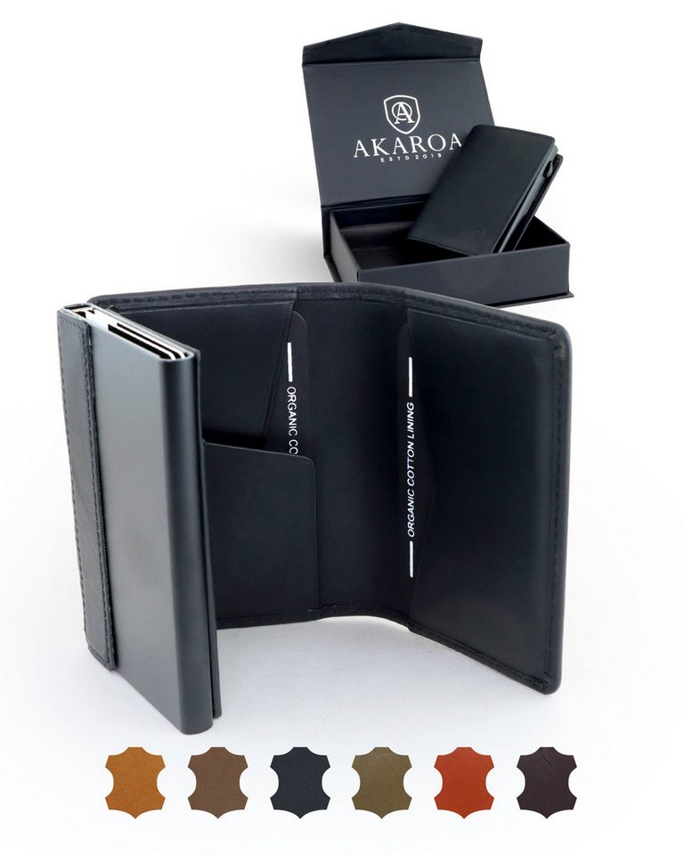 AKAROA Geldbörse Kartenetui Slim Wallet PELLE – Popup Cardholder mit Kartenauswurf von AKAROA