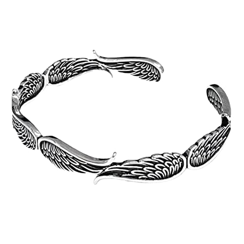 AKARSA Armband aus Sterlingsilber im Vintage-Stil mit Engelsflügeln, Armband mit Engelsflügeln, versilbert mit 925er Sterlingsilber, verstellbar AKARSA Armband aus Sterlingsilber im Vintage-Stil mit Engelsflügeln, Armband mit Engelsflügeln, versilbert mit 925er Sterlingsilber, verstellbar von AKARSA