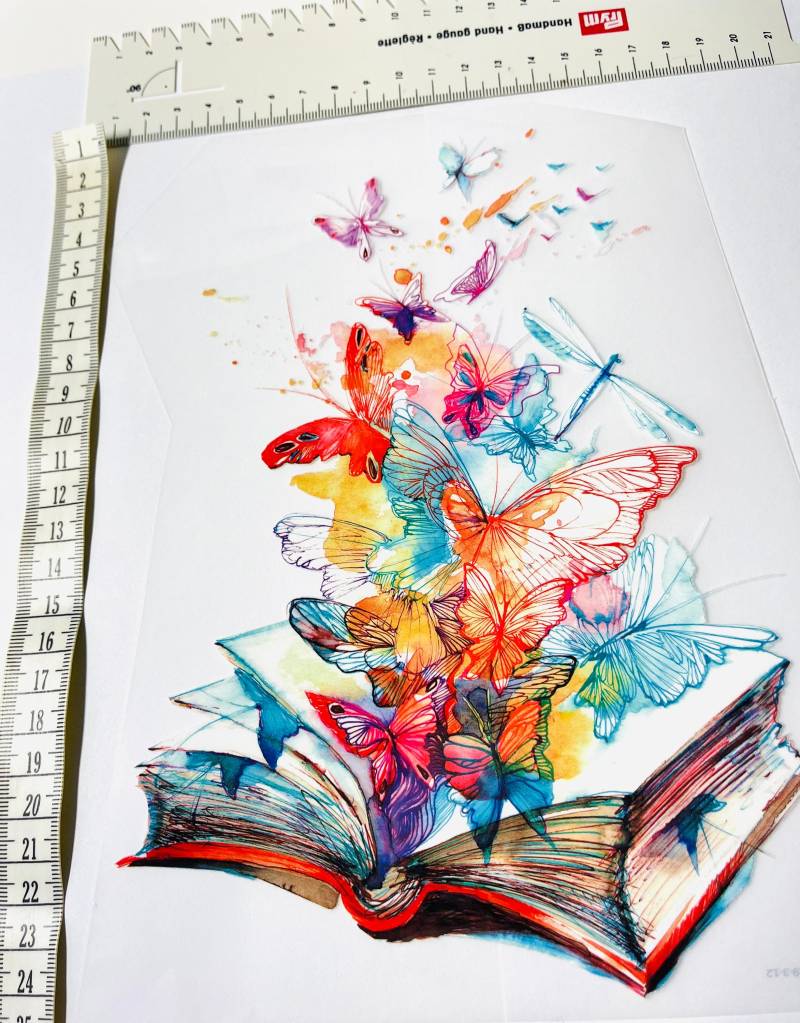 Bügelbild Bücherliebe Buch Schmetterlinge Aquarell Wunderschön Aufbügler Iron On Tiere Kleidung Patch Bügelbild Bücherliebe Buch Schmetterlinge Aquarell Wunderschön Aufbügler Iron On Tiere Kleidung Patch von AKBrilon