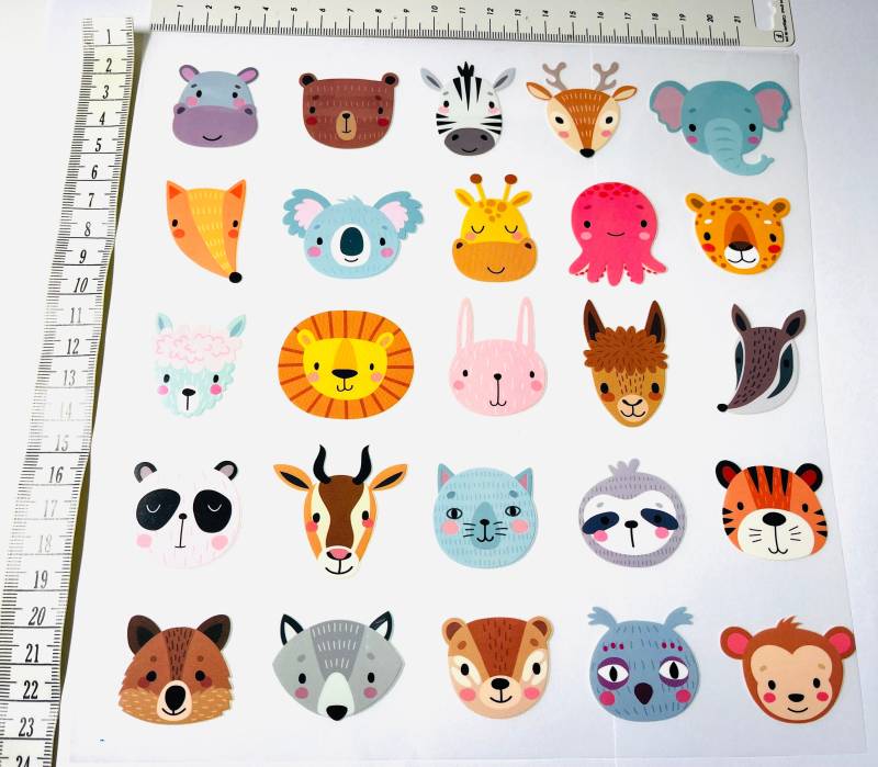 Viele Bügelbild Süße Tierköpfe Löwe Koala Zebra Fuchs Lama Elefant Nilpferd Bär Zoo Aufbügler Iron On Kleidung Patch Gesichter von AKBrilon