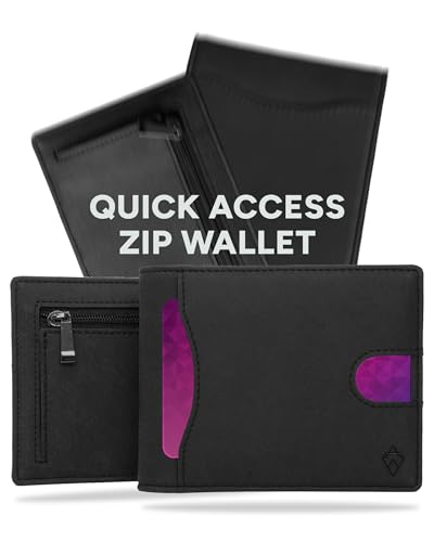 AKIELO Geldbörse Faltbar mit Reißverschluss-Münztasche – RFID Schutz und Geschenkbox – Stylischer Herren Geldbeutel – Kontaktloser Kreditkartenschutz Wallet (Schwarze Ausgabe mit Reißverschluss) von AKIELO