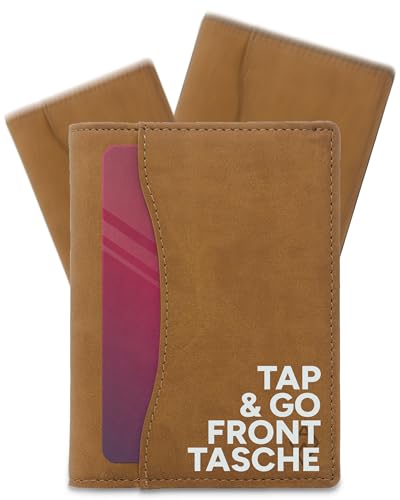 AKIELO Geldbörse Faltbar mit Zuglasche, RFID Schutz und Geschenkbox – Stylischer „Tap & Go“ Herren Geldbeutel – Kontaktloser Kreditkartenschutz Wallet (Oscar - Hellbraune Ausgabe) von AKIELO