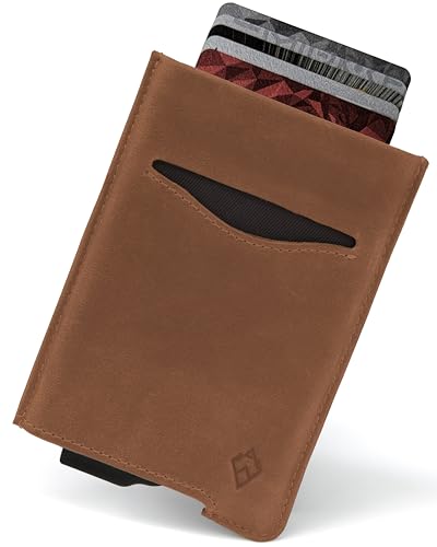 AKIELO Geldbörse mit RFID Schutz und Geschenkbox – Stylisches Leder Herren Geldbeutel – Kontaktloser Kreditkartenschutz Wallet (Alpha - Hellbraune Leder Ausgabe) von AKIELO