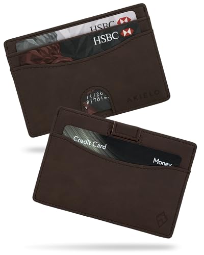 AKIELO Kartenetui mit RFID Schutz und Geschenkbox – Minimalistisch Herren Geldbörse – Kompakte und Schlanke Wallet (Echo - Dunkle Mokka Ausgabe) von AKIELO