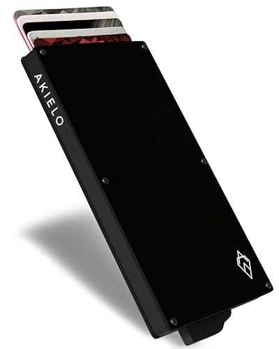 AKIELO Kartenetui mit RFID Schutz und Geschenkbox – Minimalistische Geldbörse Herren – Kompakte Wallet und Kontaktloser Kreditkartenschutz (Alpha - Schwarze Ausgabe) von AKIELO