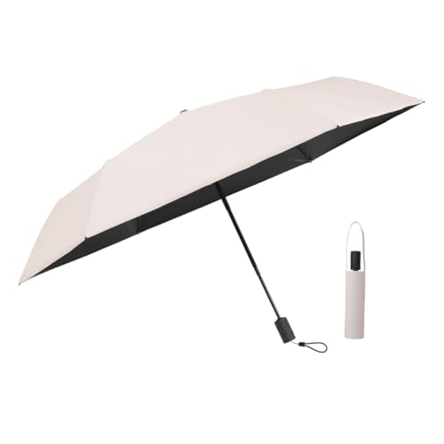 AKINOYAMA Taschenschirm Auf-Zu Automatik Safety Einfach Zu Bedienen Extra Leicht 230g Windproof Sonnenschutz Regenschirm Freien UV Faltender Regenschirm für Erwachsene und Kinder (Beige) von AKINOYAMA