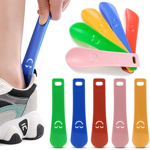 AKJAXQU 10 Stück Schuhlöffel mini Schuhanzieher plastik Schuhlöffel Klein Kurz 3.7 * 15cm Schuhanzieher Klein Für Männer Frauen Kinder Fünf Farben von AKJAXQU