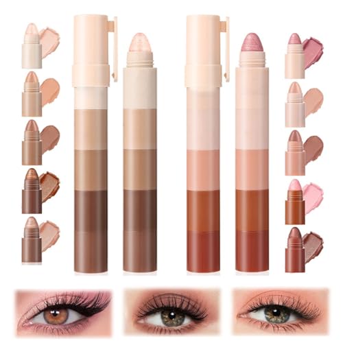 AKJAXQU 2 Stück Lidschatten Stift, Eyeshadow Stick, Wasserfester lidschatten Glitzer Und Matter,Langanhaltend, Make-up Für Faltenfreie Augen von AKJAXQU