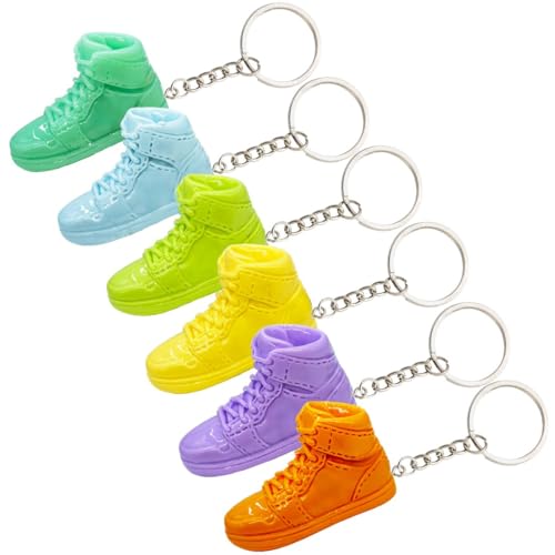 AKJAXQU 6 Stück Basketball Schuh Schlüsselanhänger, Basketballschuhe Schlüsselanhänger, Sneaker Schlüsselanhänger, Mini Basketball Zubehör Schlüsselanhänger von AKJAXQU