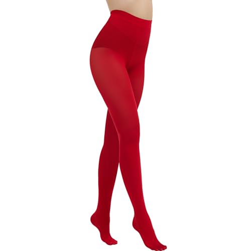 AKKQHH Strumpfhosen Damen 80 Den Blickdicht Microfaser Bequeme Feinstrumpfhose (Rot,L-XL) von AKKQHH