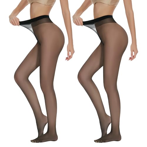 AKKQHH Strumpfhosen Damen Transparent 20 DEN Feinstrumpfhose High Waist Reißfest Seidenstrumpfhose Komfortbund Seidig Stützstrumpfhose Druckfreier 2er Pack von AKKQHH