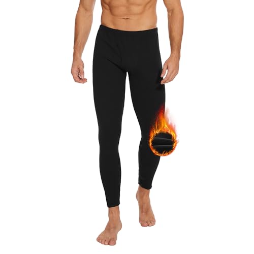 AKKQHH Thermo Unterhosen Herren Lange Warm Thermohose Männer Thermounterwäsche Winter Skiunterwäsche Fleece Funktionsunterwäsche Unterwäsche Hose(Schwarz,4XL) von AKKQHH