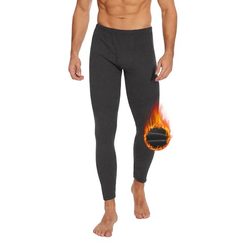 AKKQHH Thermo Unterhosen Herren Lange Warm Thermohose Männer Thermounterwäsche Winter Skiunterwäsche Fleece Funktionsunterwäsche Unterwäsche Hose(Dunkelgrau,XXL) von AKKQHH