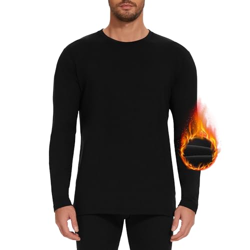 AKKQHH Thermoshirt Herren Thermo Oberteil Longsleeve Langarmshirt Thermounterwäsche Skiunterwäsche Warm Unterwäsche Männer Funktionsunterwäsche Winter(Schwarz,XL) von AKKQHH