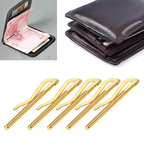 AKLOSIPY 5 PCs Elektroplierter Stahl -Kassenclip mit Hoher Härtefeder für Lederbrieftaschen, 85 Mm - 4 Farboptionen (Gold) von AKLOSIPY