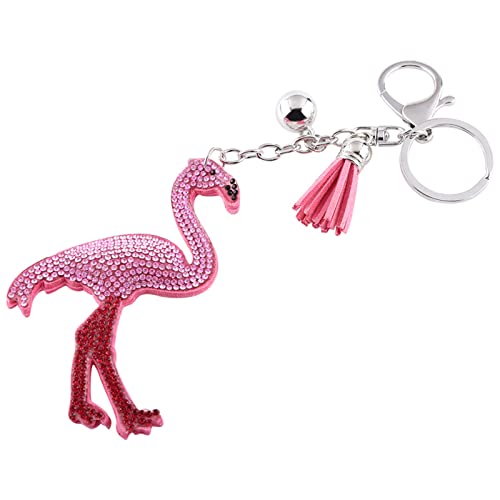 AKLOSIPY Ele Flamingo Schlüsselanhänger Tasche Pend Schlüsselanhänger mit Quaste Umfangreiche Anwendung, Egal Ob Sie eine Plastik-Flamingo-Schlüssel-Flamingo-Tasche Porte Cle Flam Rose von AKLOSIPY
