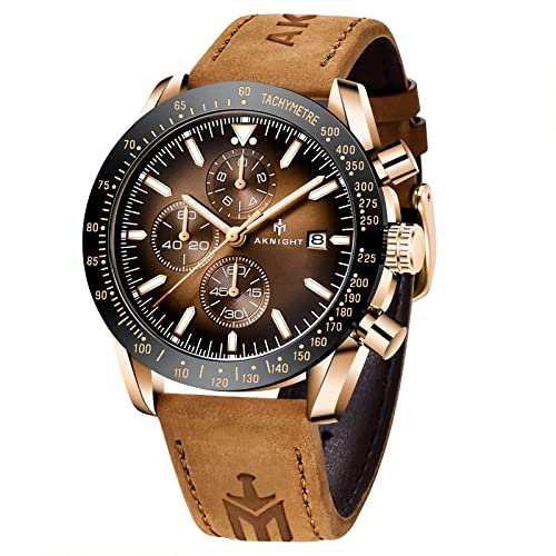 AKNIGHT Herrenuhr Chronograph Uhren für Herren analog, Quarz klassisch formelle Herren-Armbanduhr 30 m wasserdicht Sport-Business-Armbanduhr Elegantes Geschenk für Männer von AKNIGHT