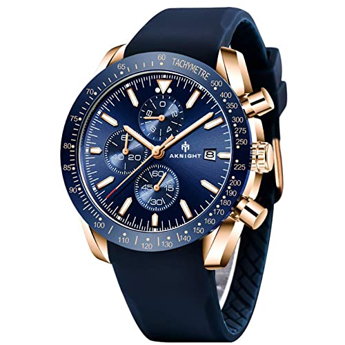 AKNIGHT Herrenuhr Chronograph Uhren für Herren analog, Quarz klassisch formelle Herren-Armbanduhr 30 m wasserdicht Sport-Business-Armbanduhr Elegantes Geschenk für Männer von AKNIGHT