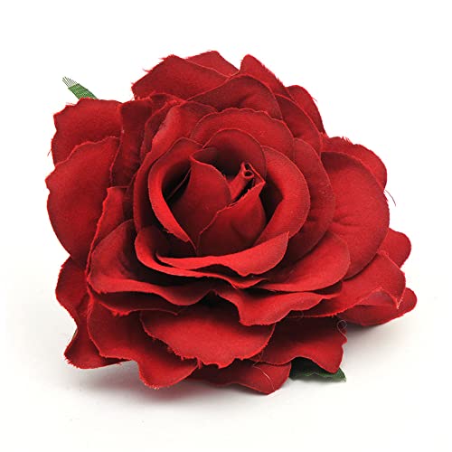 AKOAK 1 Packung Rose Haarspange Böhmische Blume Brosche Braut Urlaub Haarschmuck Flamenco-Hochzeit Party Urlaub Kopf Floral Kopfbedeckung Frauen Haarschmuck Sonnenblende Hut täglich (Hellrot) von AKOAK