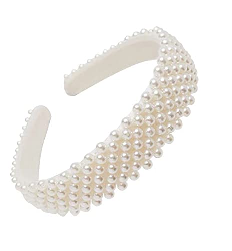 AKOAK 1 Packung weiße Perlen-Stirnband für Damen, Hochzeit, Brautschmuck, handgefertigt, Perlen-Stirnband, modisches Geschenk von AKOAK