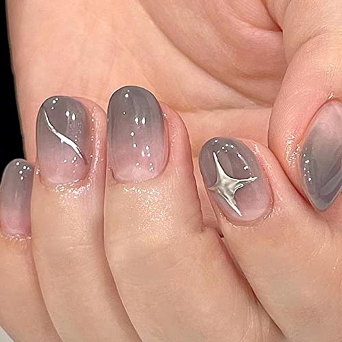 AKOFIC 24 Stück Press on Nails Kurz, French Künstliche Nägel Sarg Mandel, Nägel Zum Aufkleben mit Nagelkleber, Nude Acryl Fake Nails für Frauen und Mädchen von AKOFIC