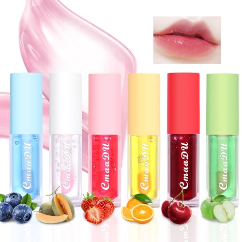 AKOFIC 6 Stück Hydrating Lipgloss, Fruchtiges Lip Glow Oil, Langanhaltender Wässriger Plumping Tinted Lippenöl, Feuchtigkeitsspendendes Lip Gloss Set für Damen Mädchen Lippenpflege von AKOFIC