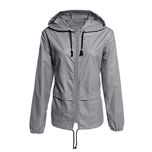 AKOMOWO Sommerjacke Übergangsjacke Damen Regenmantel Ultraleicht Regenjacke Wasserdicht Atmungsaktiv Outdoor Fahrradjacke Windproof Windbreaker von AKOMOWO