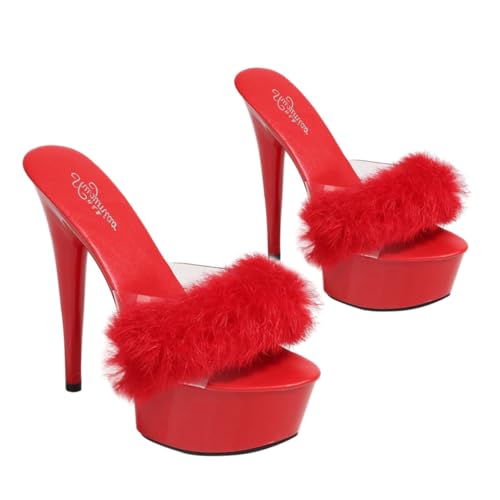 AKOOSY 1 Paar Charming Fluffy High Heel Sandals für Damen Absatzschuhe mit Modischem für Besondere Anlässe Tägliche Outfits AKOOSY 1 Paar Charming Fluffy High Heel Sandals für Damen Absatzschuhe mit Modischem für Besondere Anlässe Tägliche Outfits von AKOOSY