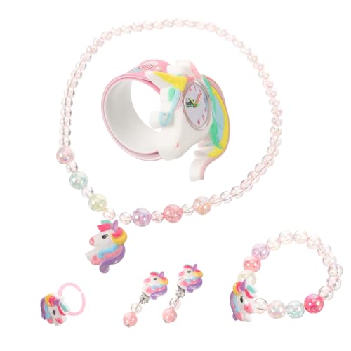 AKOOSY 1satz Schmuckset Für Mädchen Teiliges Mit Armband Halskette Ohrringen Und Digitaler Einhorn-Uhr Leicht Und Einfach Zu Tragen Für Besondere Anlässe von AKOOSY