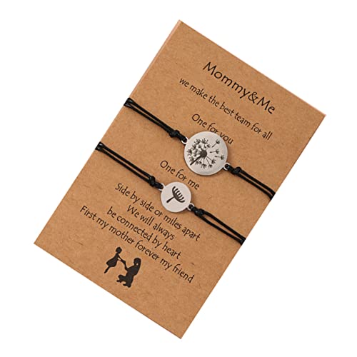 AKOOSY 1 Satz Eltern- -gewebtes Armband Muttertag Mama Anwesend Und Sohn Armband Mädchen Jungen -tochter-armreif Löwenzahn Armreif Verbindungsarmband Rostfreier Stahl von AKOOSY