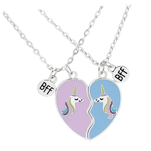 AKOOSY 1 Satz Kreatives Einhorn Halskettenset für Mädchen Teiliges Schmuckset mit Herz Puzzle Design für Freundschaften Geburtstagsgeschenke und Festliche Anlässe von AKOOSY