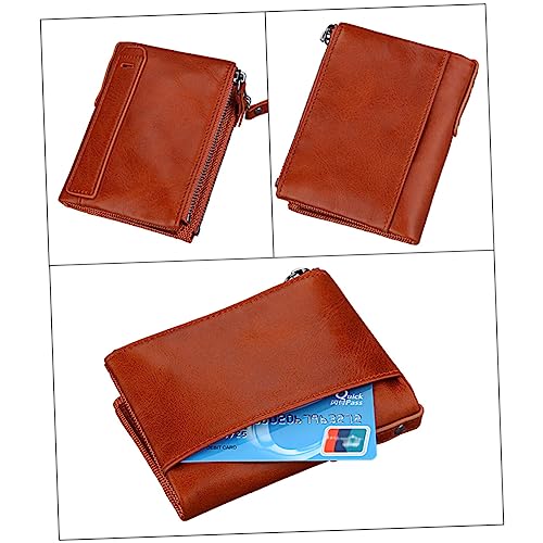 AKOOSY 1stück Multifunktionale Leder Geldbörse Mit Reißverschluss Für Männer RFID-sicher Große Kapazität Orange Für Karten Bargeld Und Münzen von AKOOSY