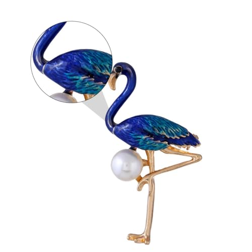 AKOOSY 1 Stück Flamingo Perlenbrosche Tierbrosche Brosche Perlenbrosche Emaille Brosche Schicke Brosche Perlenbrosche Flamingo Brosche Emaille Brosche Blaue Legierung von AKOOSY