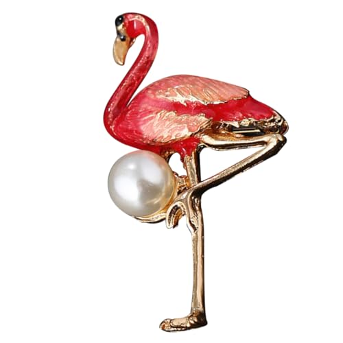AKOOSY 1stück Flamingo Brosche Mit Perlen Und Emaille Kreative Anstecknadel Für Damen Modisches Accessoire Für Jacken Pullover Schals Und Mehr Für Jeden Anlass von AKOOSY