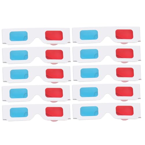 AKOOSY 10 Papierbrillen Rot Blau für Filme und Spiele Leichte Viewing Brillen für Zuhause Tragbar Langlebig Komfortabel Geeignet für Filme Gaming und Dvds von AKOOSY