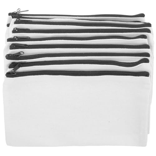 AKOOSY 10 Stück Teiliges Blanko Canvas Mäppchen Multifunktionale Kosmetiktasche und Federmäppchen Leichte Tragbare Aufbewahrungstasche für DIY Schule Reise und Alltag Zufällige Farbe von AKOOSY