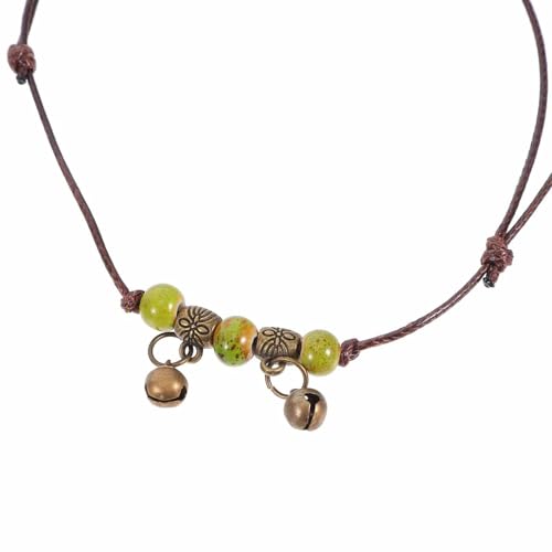 AKOOSY 10 Stück Teiliges Boho fußkettchen mit Verstellbarem Geflochtenem Seil und Porzellanfarbenen Perlen Vintage Ethno Schmuck für Frauen und Mädchen für Strand und Alltag von AKOOSY