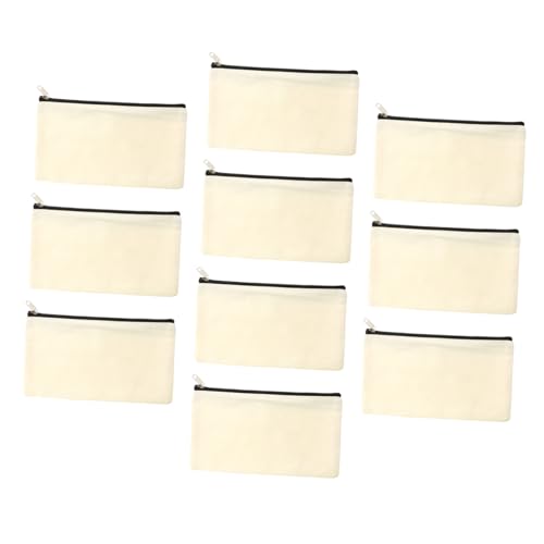 AKOOSY 10 Stück Teiliges Canvas Stifteetui Langlebige Kosmetiktasche und Kulturbeutel Unbedruckt Waschbar Praktische Reise und Schultasche Vielseitig Verwendbar Schwarz von AKOOSY