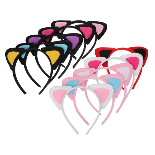 AKOOSY 10 Stück Teiliges Flauschige Katzenohren Haarreif für Frauen Weiche Plüsch Tierohren Stirnband Niedliches Cosplay Haarschmuck für Kostümpartys Festivals und Alltag Geeignet von AKOOSY