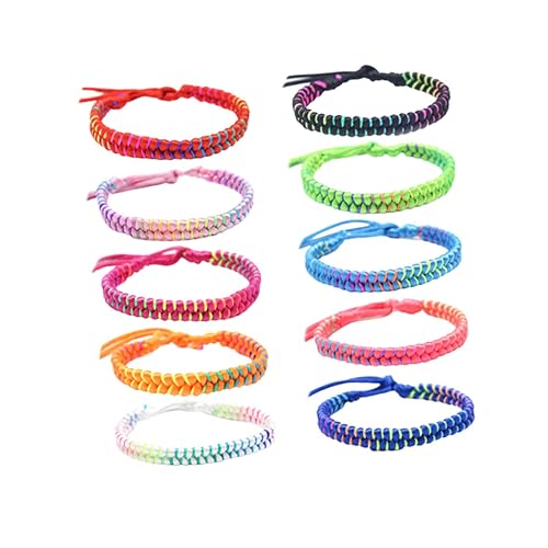 AKOOSY 10 Stück Teiliges Handgewebtes Armband Mischfarben für Damen Herren Verstellbares Freundschaftsarmband Hochwertigen Fäden für Passt zu Jedem Outfit von AKOOSY