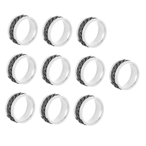 AKOOSY 10 Stück Teiliges Herren Titanstahl Kettenring Drehbar Modischer Edelstahlring mit Flaschenöffnerfunktion Langlebig Rostfrei Stilvoll für Alltag und Party von AKOOSY