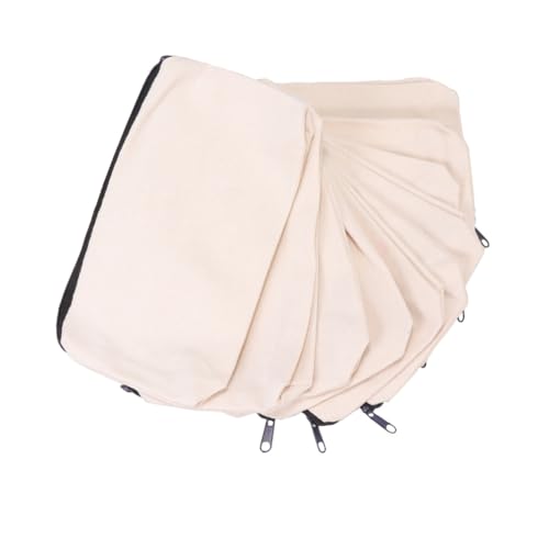 AKOOSY 10 Stück Teiliges Leinwand Federmäppchen mit Reißverschluss Langlebiger Stiftemäppchen Beutel in Beige Multifunktionale Aufbewahrungstasche für Schule Büro Kleinteile Wie Münzen von AKOOSY