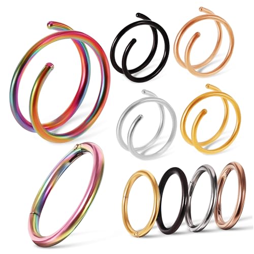 AKOOSY 10 Stück Teiliges Nasenringe Spiral und Runddesign Damen Nasenschmuck Hautfreundlich Modisch für Party Valentinstag Hochzeiten von AKOOSY